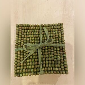 Coasters, Set of 4, Wooden Beads, NWT